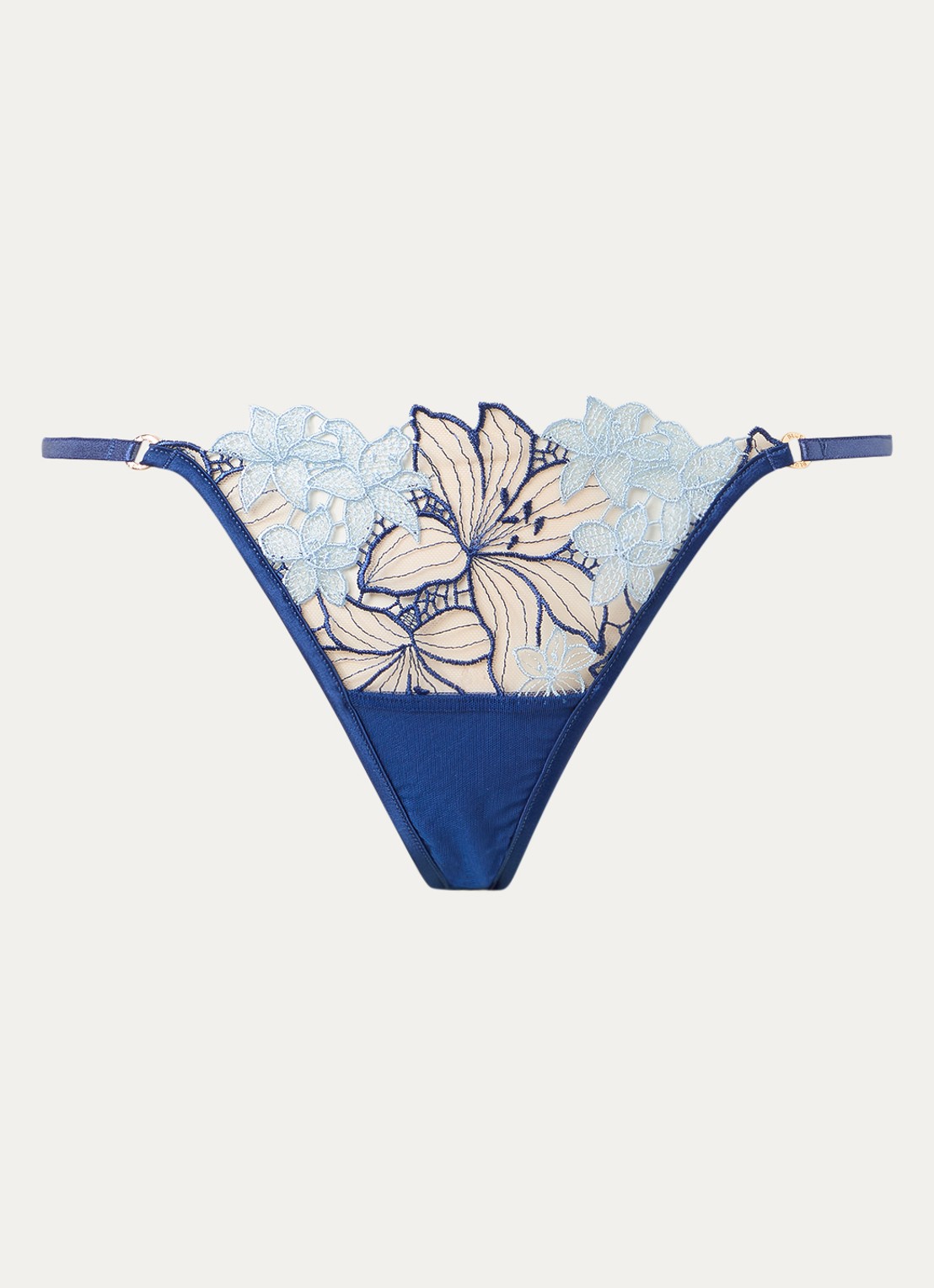 Bluebella Calantha slip van mesh met borduring - voorkant royalblauw