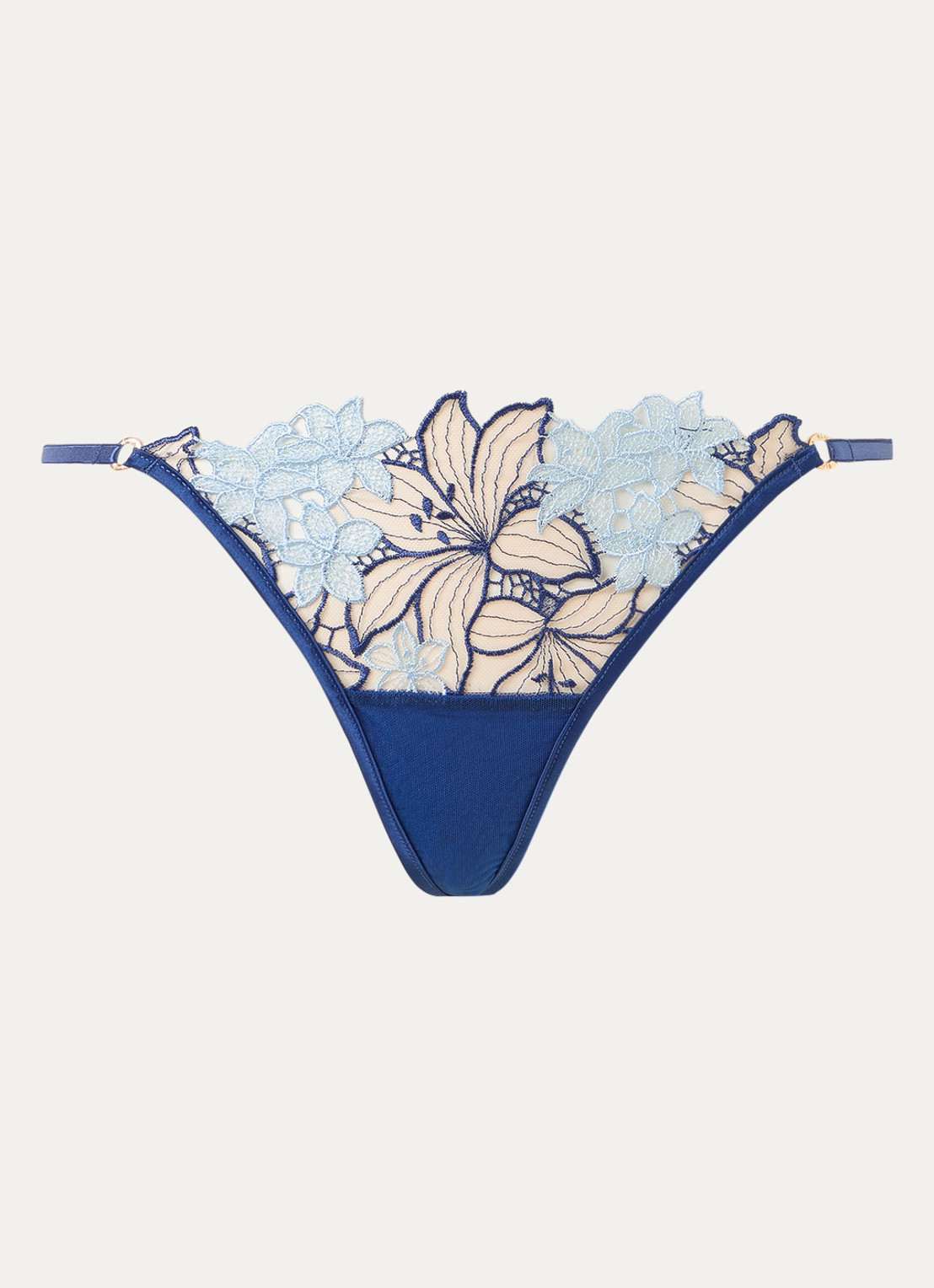 Bluebella Calantha string van mesh met borduring - voorkant royalblauw