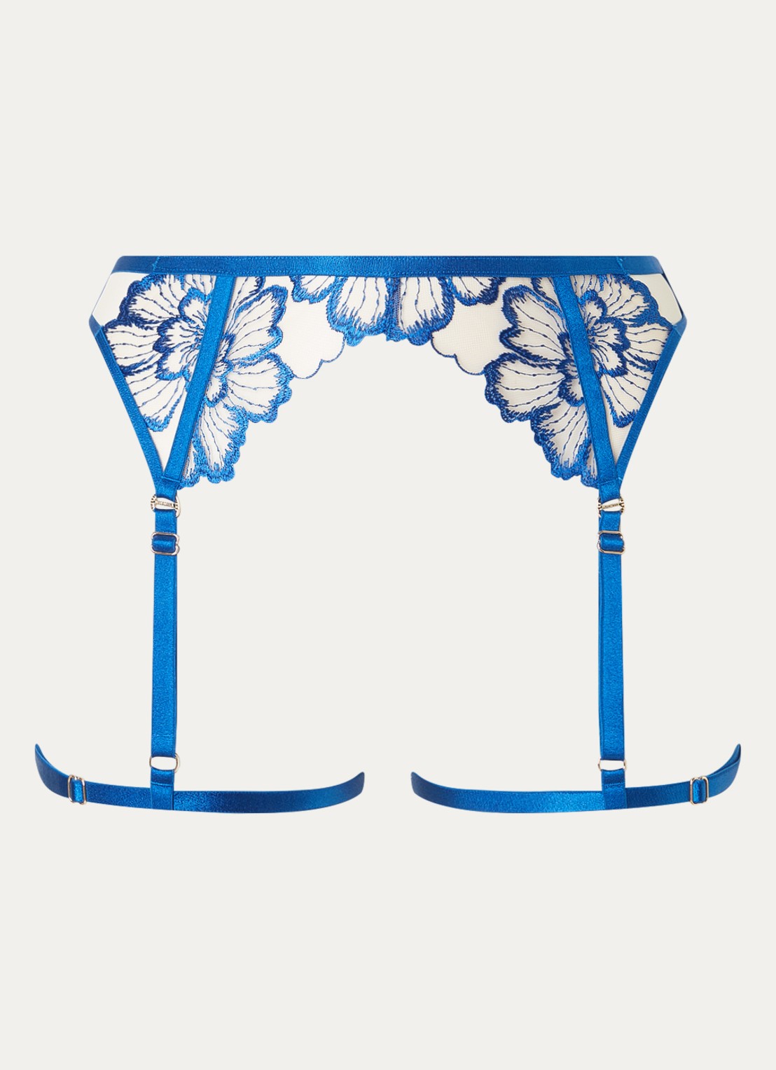 Bluebella Catalina jarretels met borduring - voorkant 4 blauw