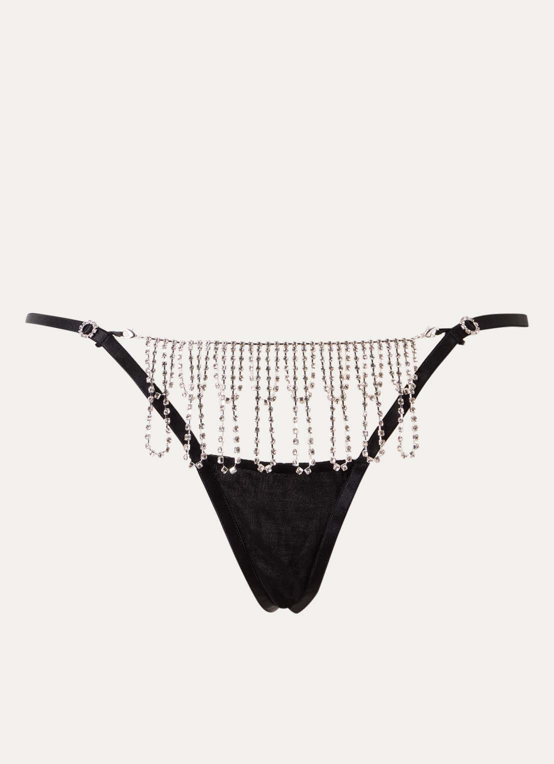 Bluebella Estelle string met strass - voorkant 2 zwart