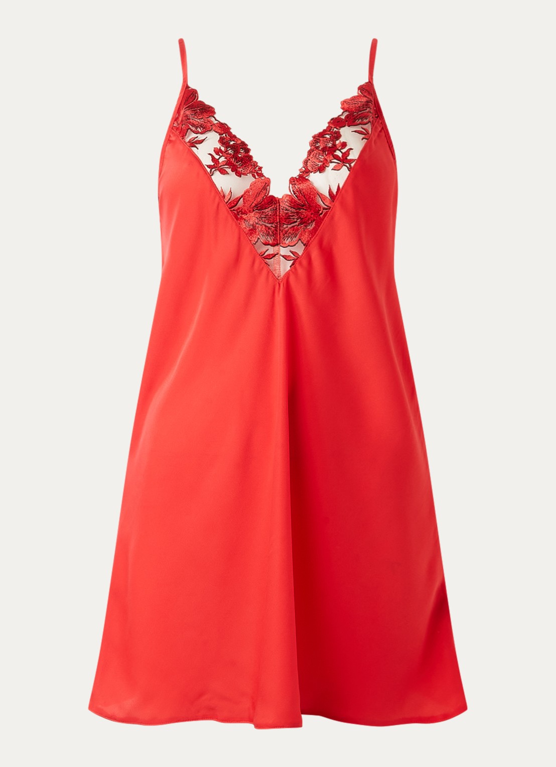 Bluebella Lavanya slipdress met bloemborduring - voorkant 4 rood
