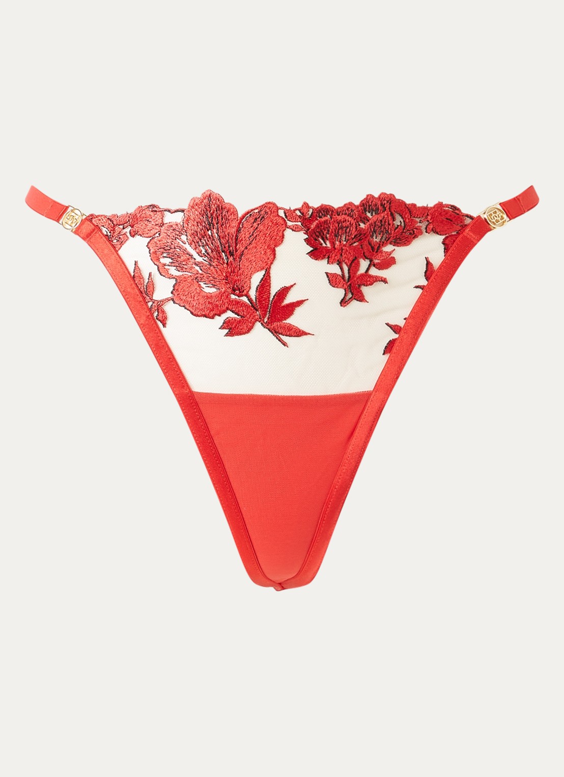 Bluebella Lavanya string van mesh met borduring - voorkant rood