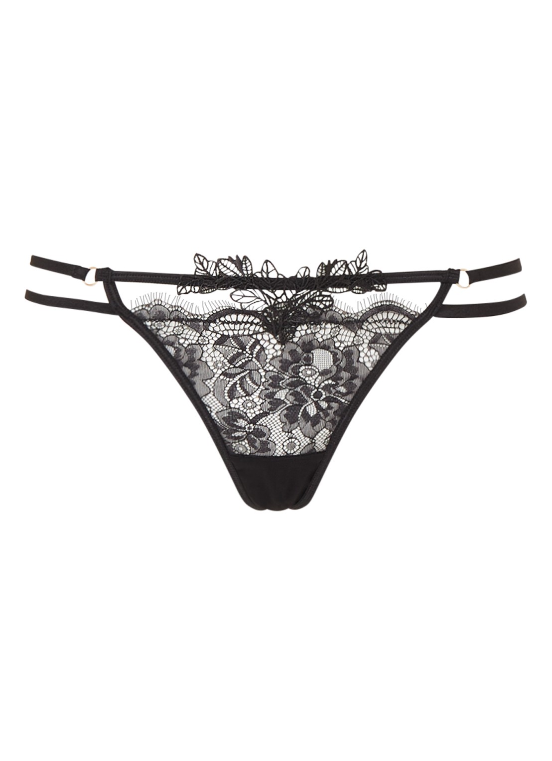 Bluebella Lumi string met kant - voorkant zwart