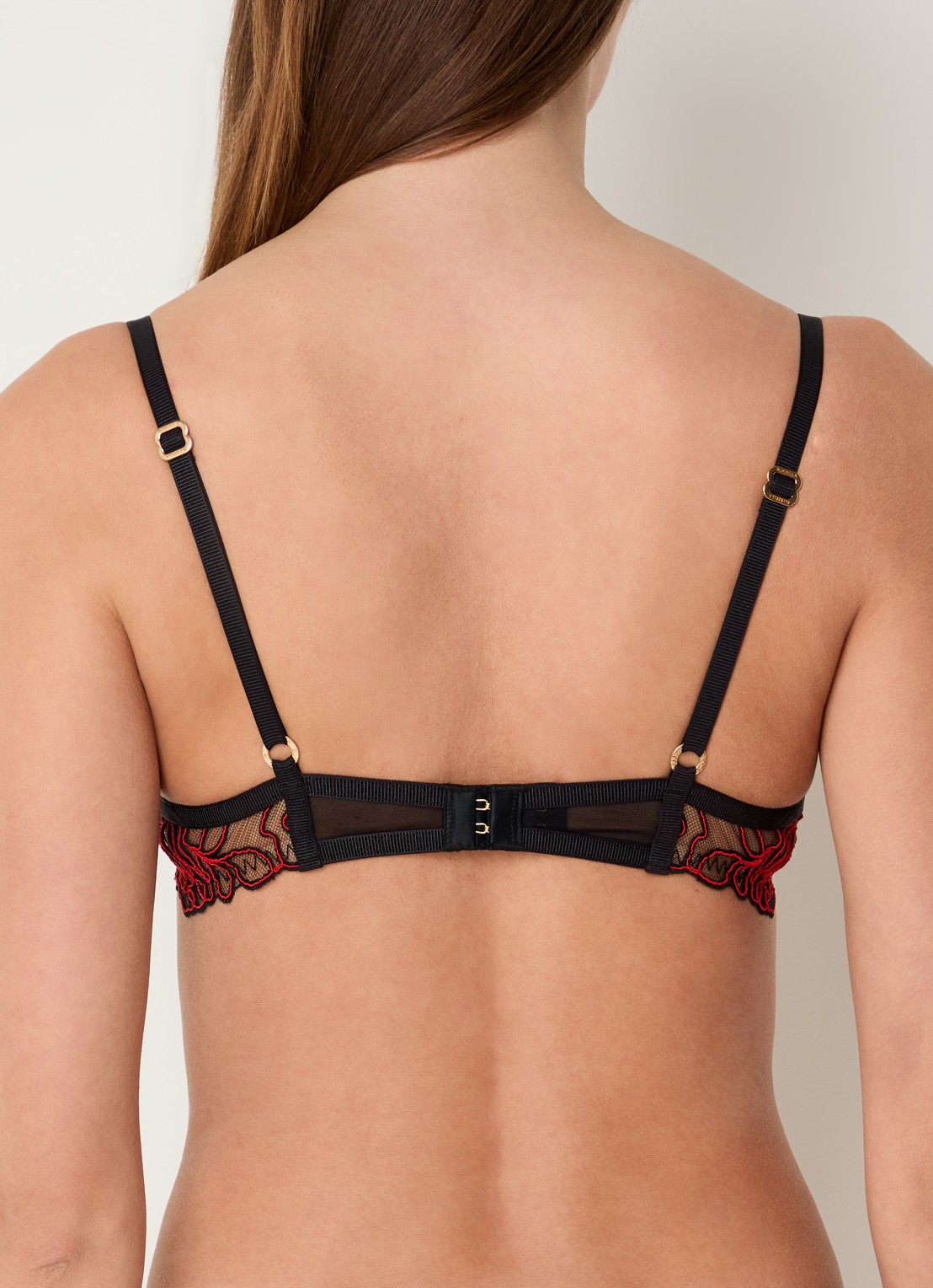 Bluebella Malina beugel bh van mesh met borduring - achterkant rood