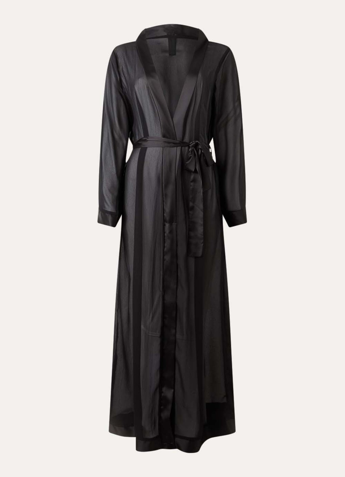 Bluebella Marcella semi-transparante kimono met details van satijn - voorkant zwart