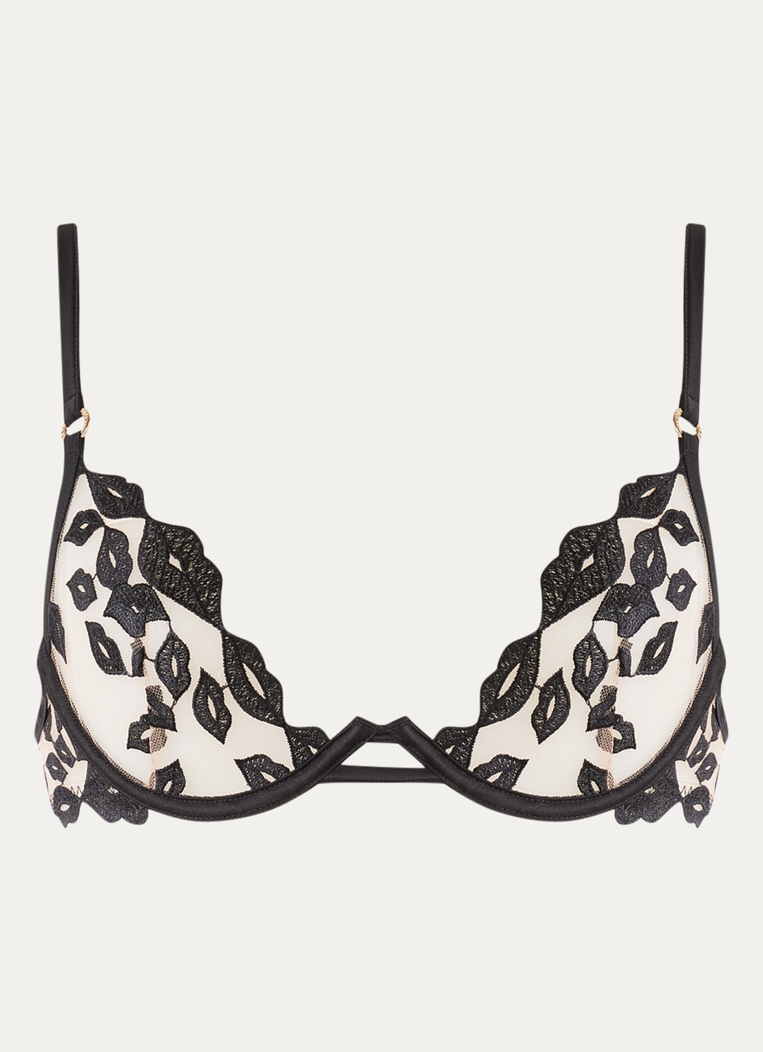 Bluebella Marian beugel bh van mesh met bloemborduring - voorkant 2 zwart