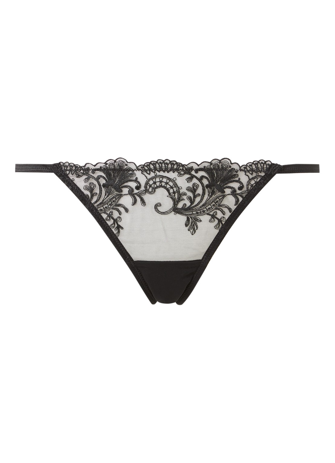 Bluebella Marseille tanga van mesh met borduring - voorkant 3 zwart
