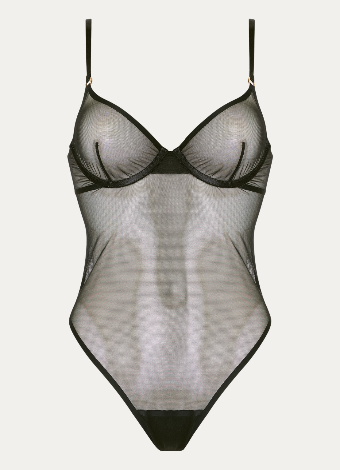Bluebella Naomi stringbody van mesh met beugel - voorkant 2 zwart