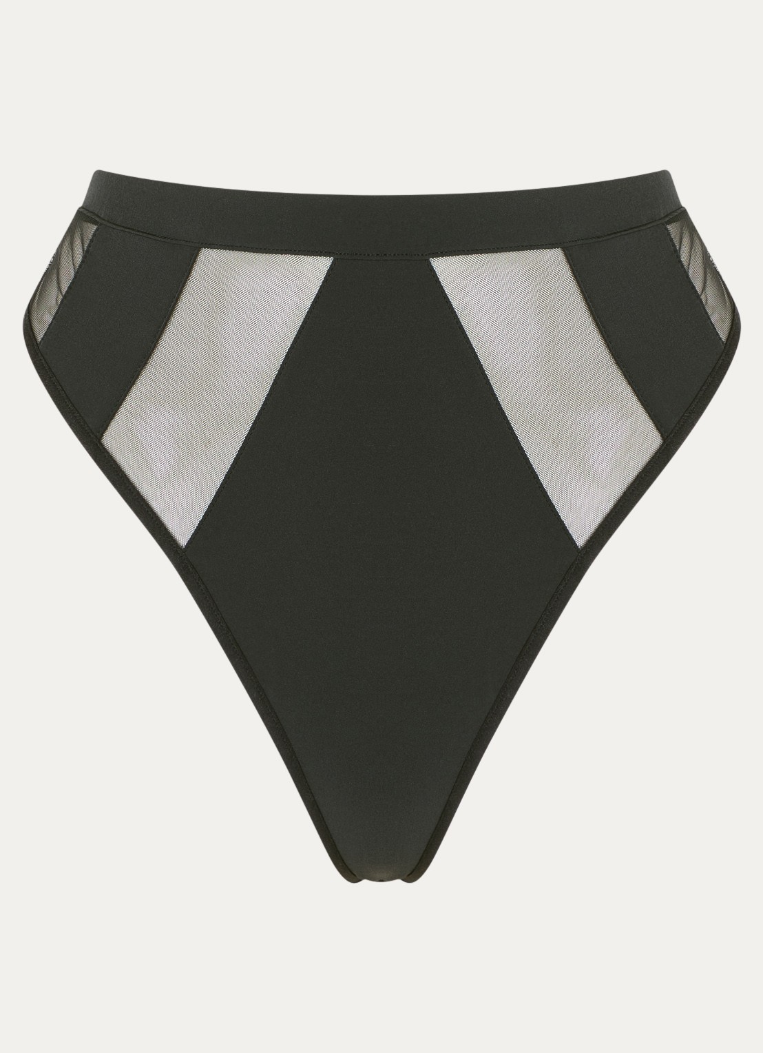 Bluebella Orla high waisted tanga met mesh - voorkant 2 zwart
