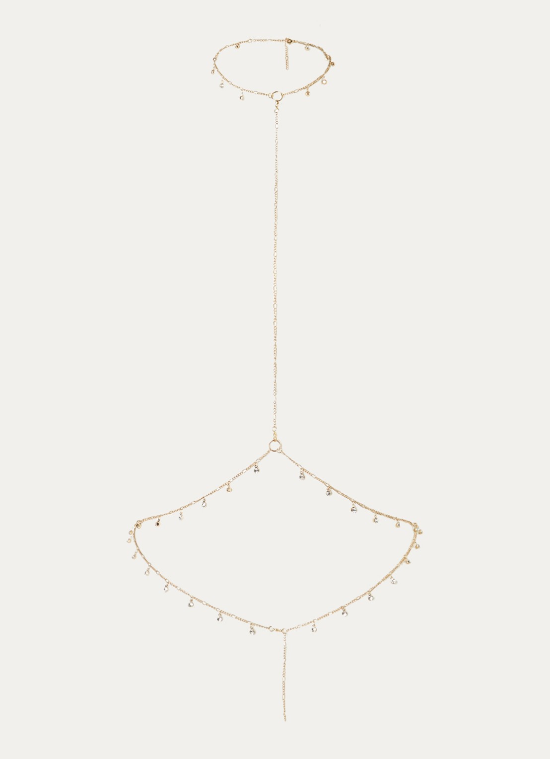 Bluebella Petra bodychain met strass - voorkant goud