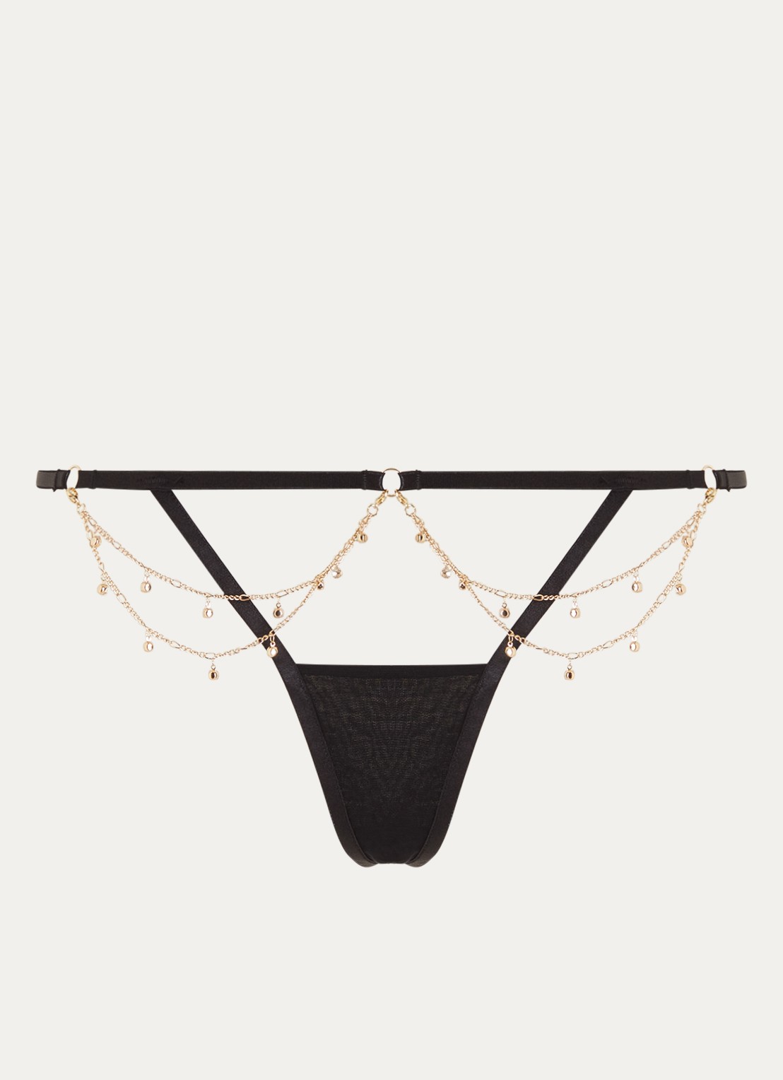 Bluebella Petri string met strass - voorkant zwart