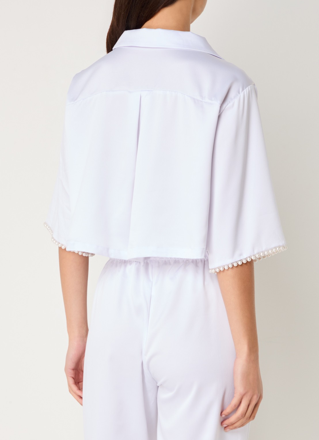 Bluebella Pyjamatop van satijn met imitatieparels - achterkant 3 wit