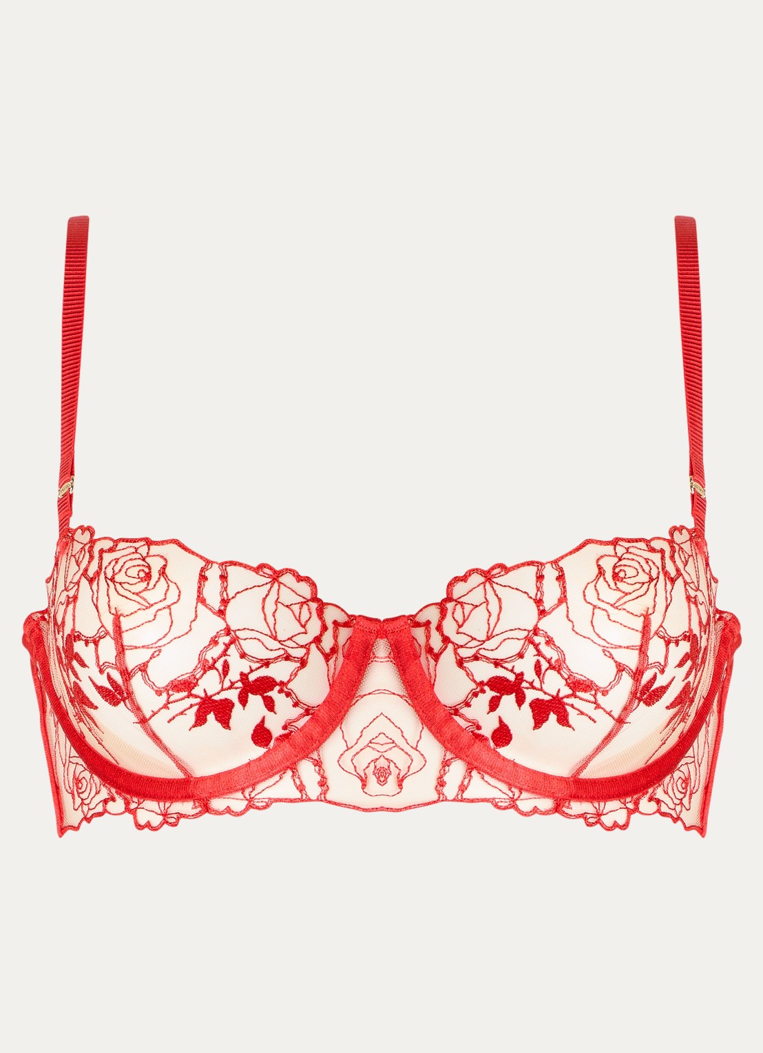 Bluebella Rosalie beugel bh van mesh met borduring - voorkant 7 rood