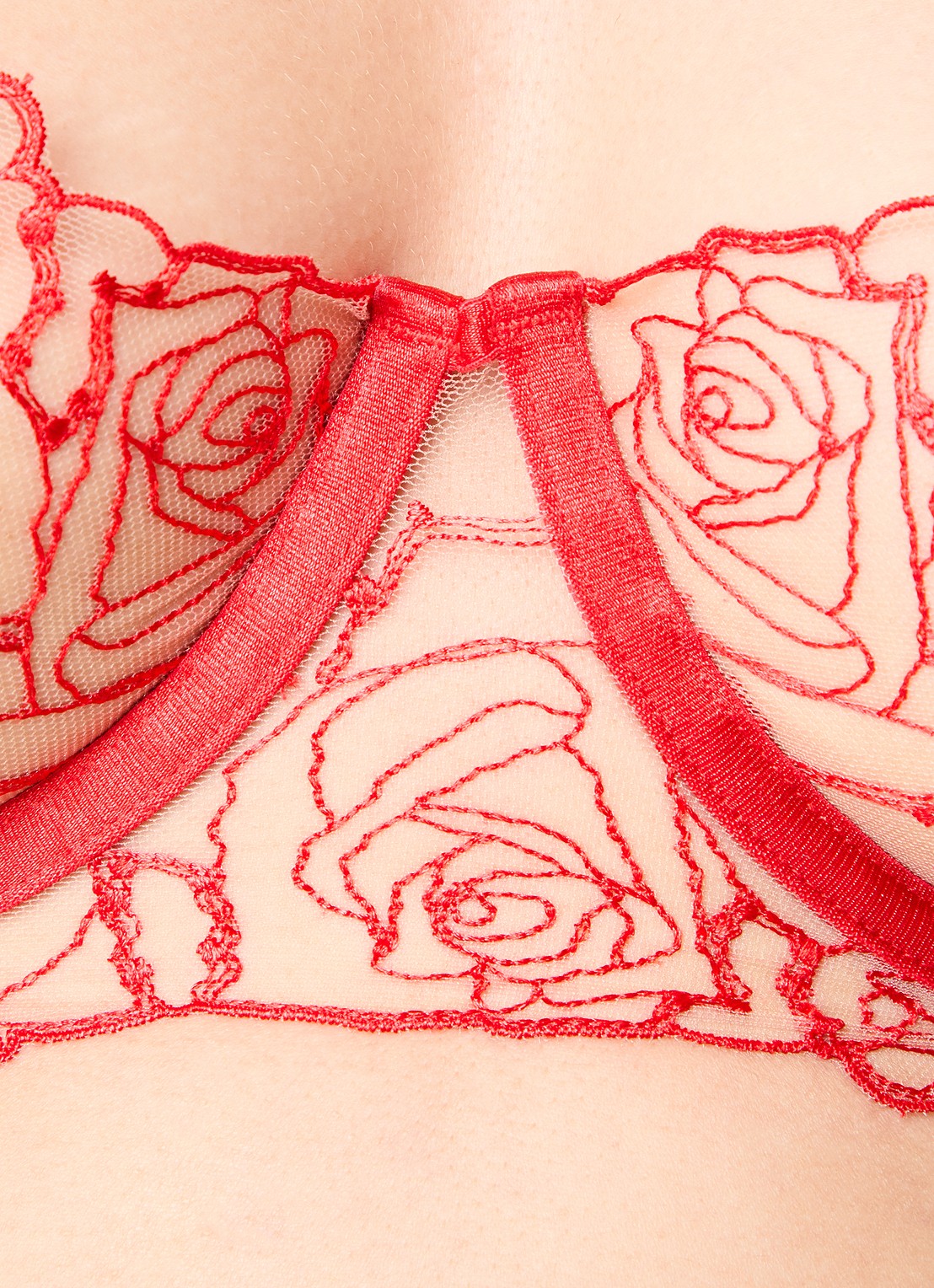 Bluebella Rosalie beugel bh van mesh met borduring - detail 4 rood