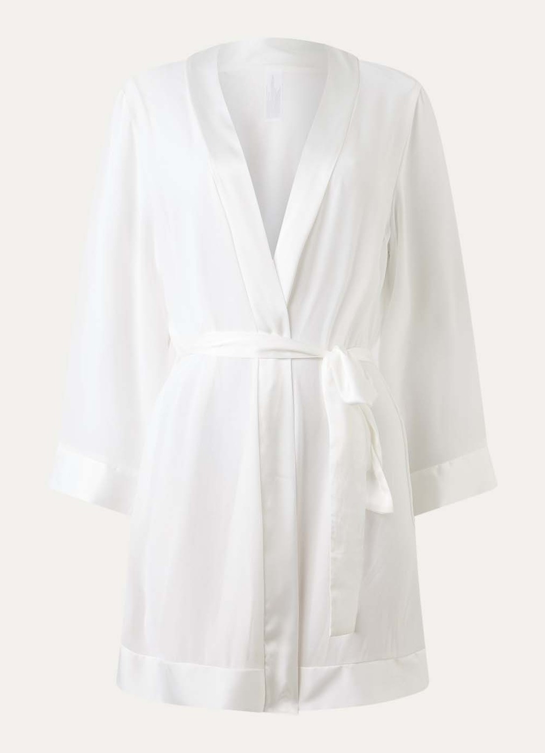Bluebella Semi-transparante kimono met details van satijn - voorkant ivoor
