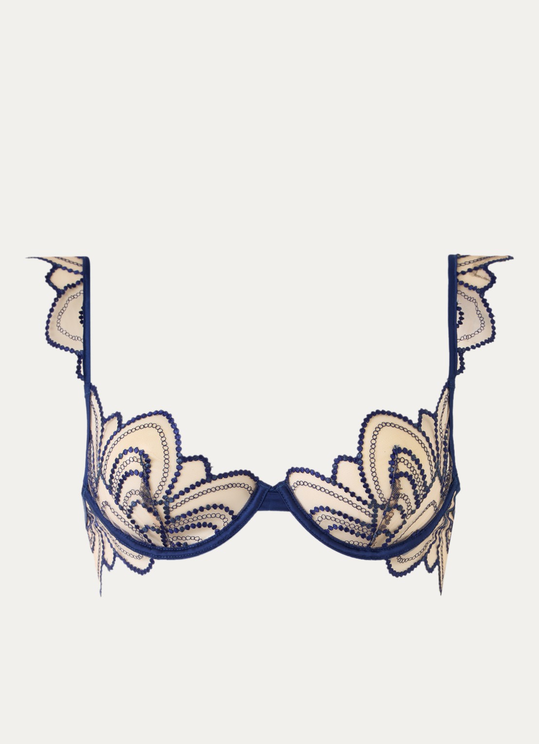 Bluebella Soraya beugel bh van mesh met borduring - voorkant 4 donkerblauw