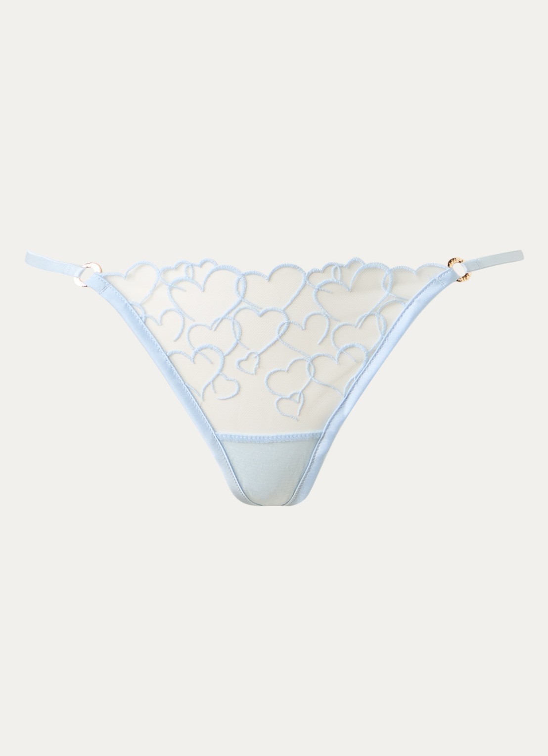 Bluebella Valentina string van mesh met borduring - voorkant 2 lichtblauw