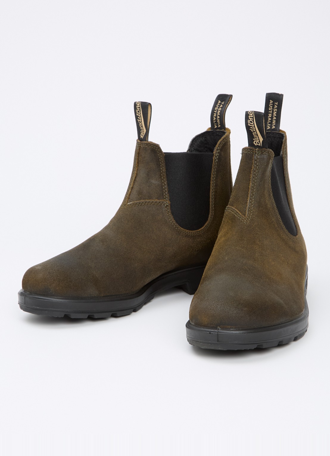 Blundstone 1615 chelsea boot van suède  - detail 3 mosgroen