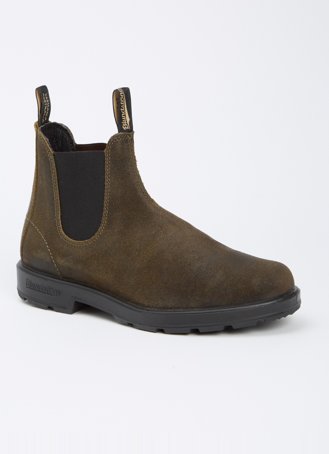 Blundstone 1615 chelsea boot van suède  - voorkant mosgroen
