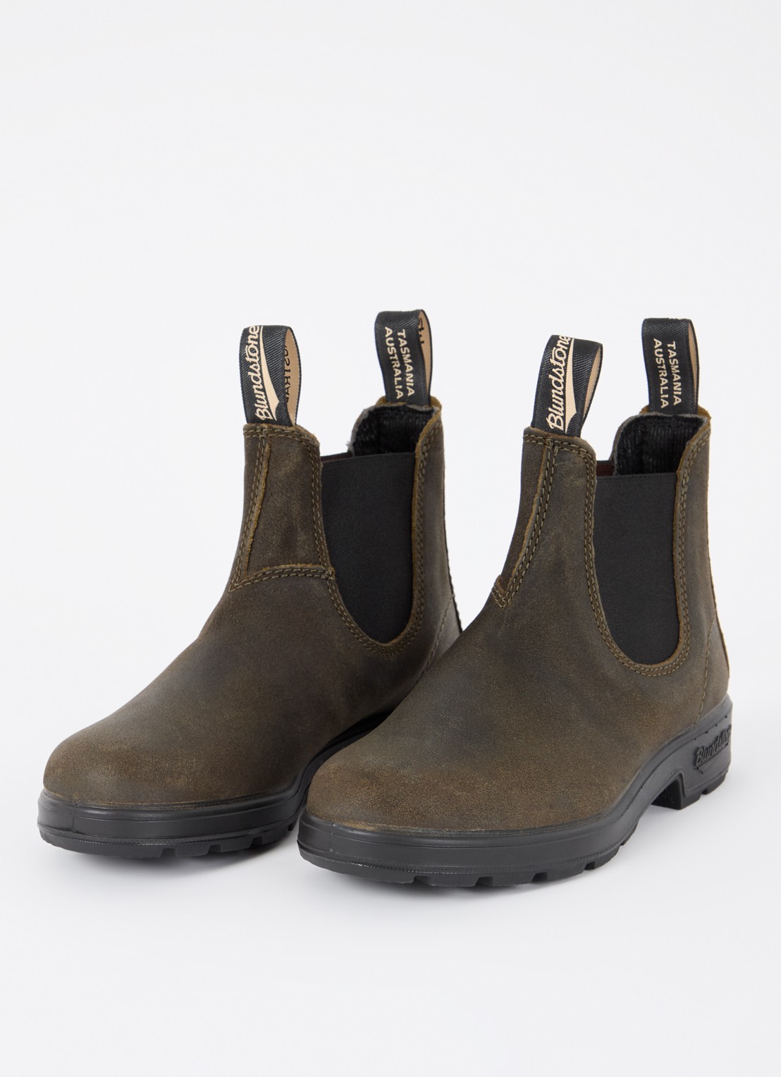 Blundstone 1615 Orinional chelsea boot van nubuck - detail 2 bronsgroen