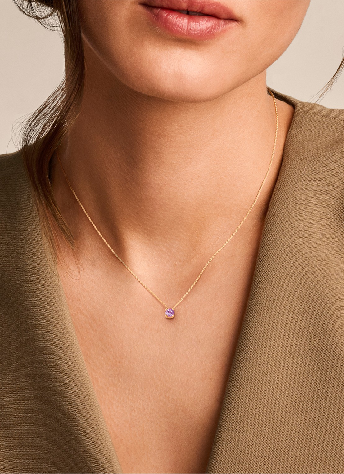 Blush Ketting van 14 karaat geelgoud met amesthist 3200YPA - voorkant 2 geelgoud