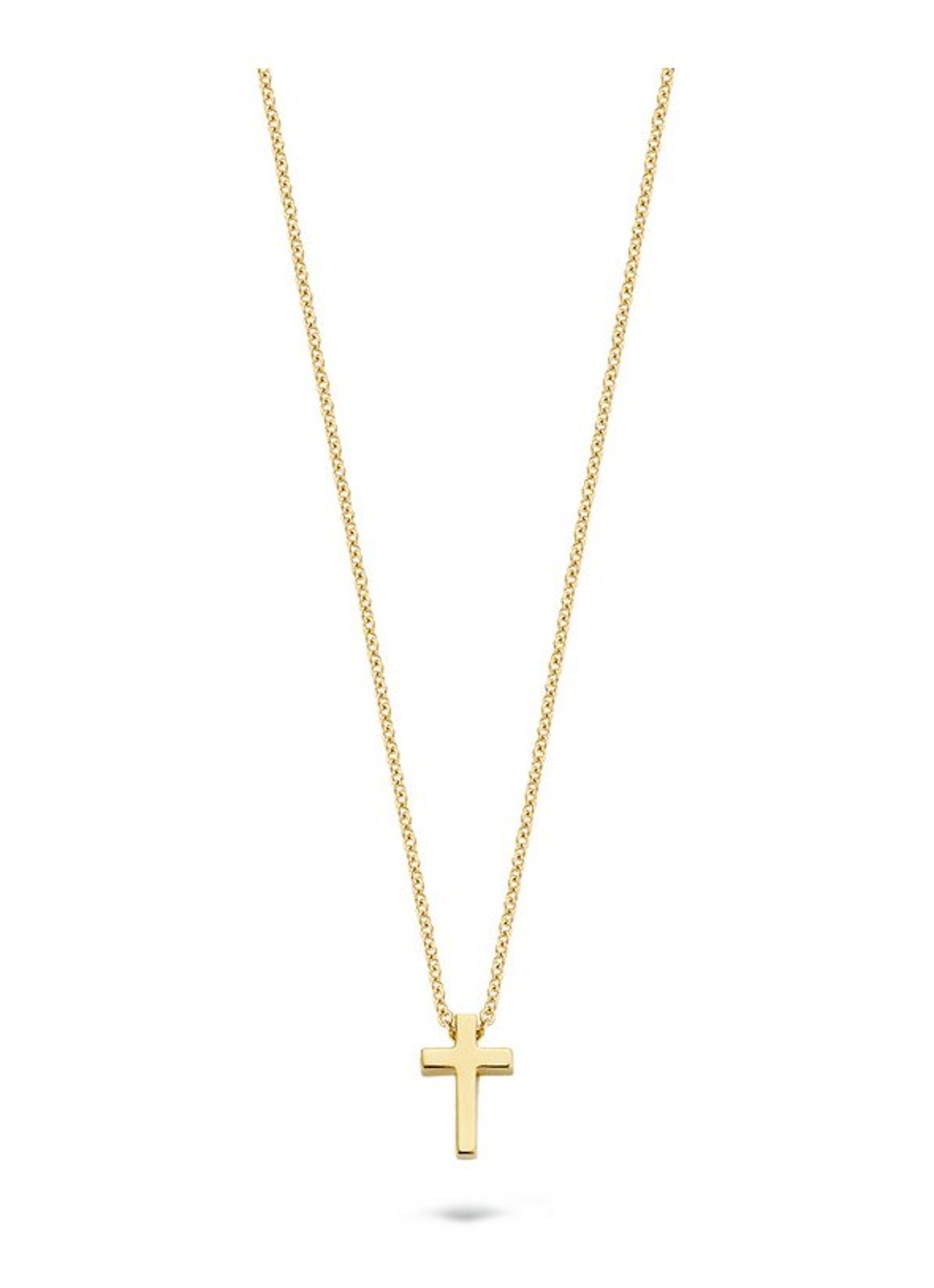 Blush Ketting van 14 karaat geelgoud met kruis hanger 3091YGO - voorkant goud
