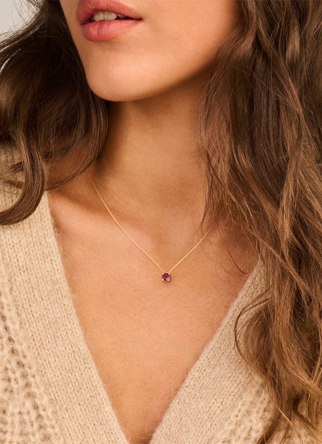 Blush Ketting van 14 karaat geelgoud met robijn 3200YRU  - voorkant 2 geelgoud