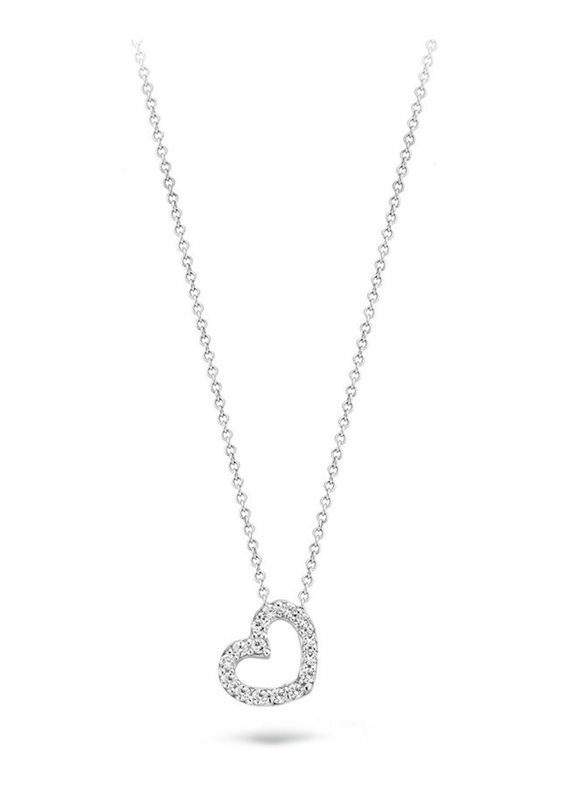 Blush Ketting van 14 karaat witgoud met zirkonia 3072WZI - voorkant witgoud