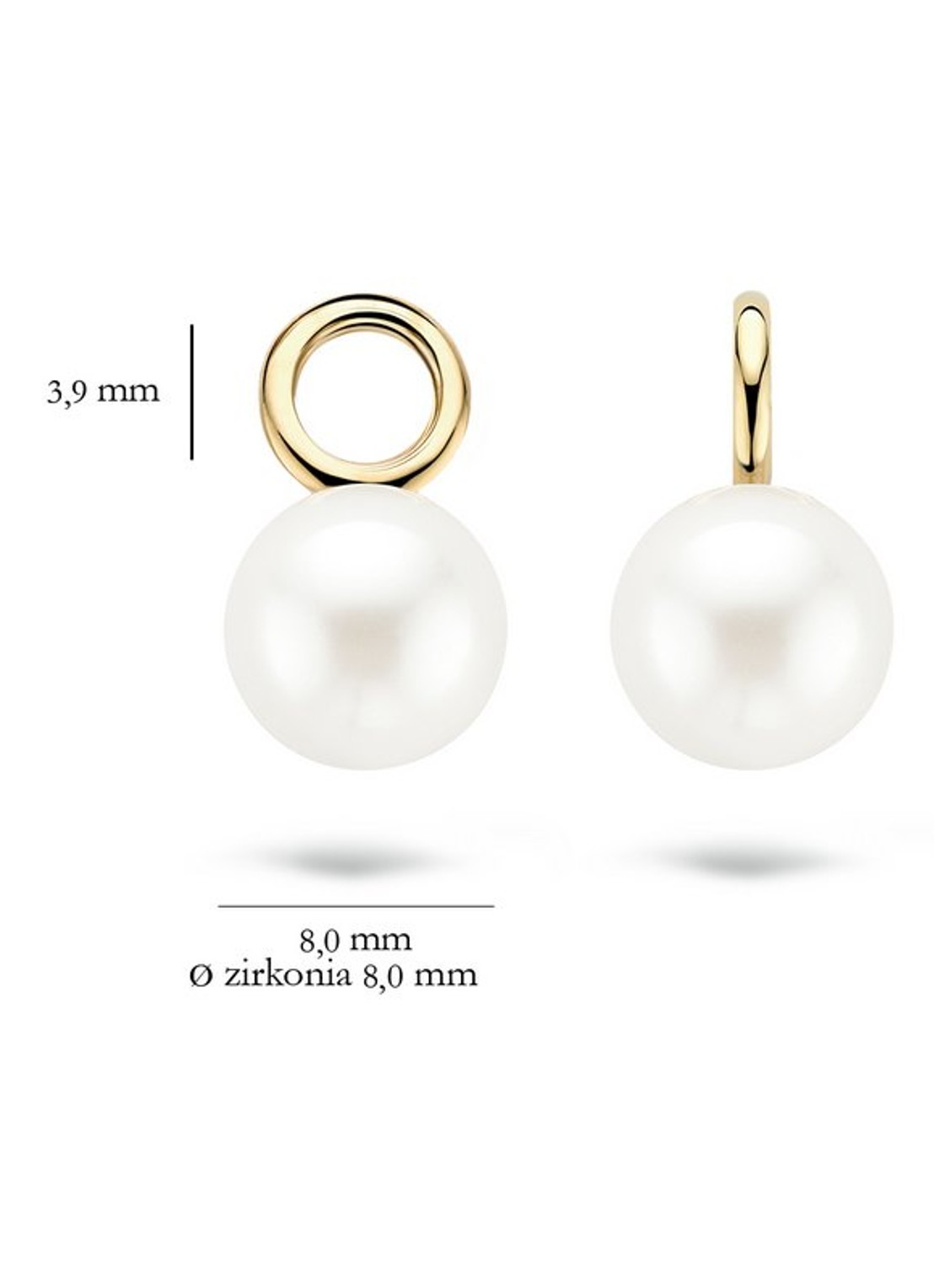 Blush Oorbedels van 14 karaat geelgoud met parel 9023YPW - detail 3 geelgoud
