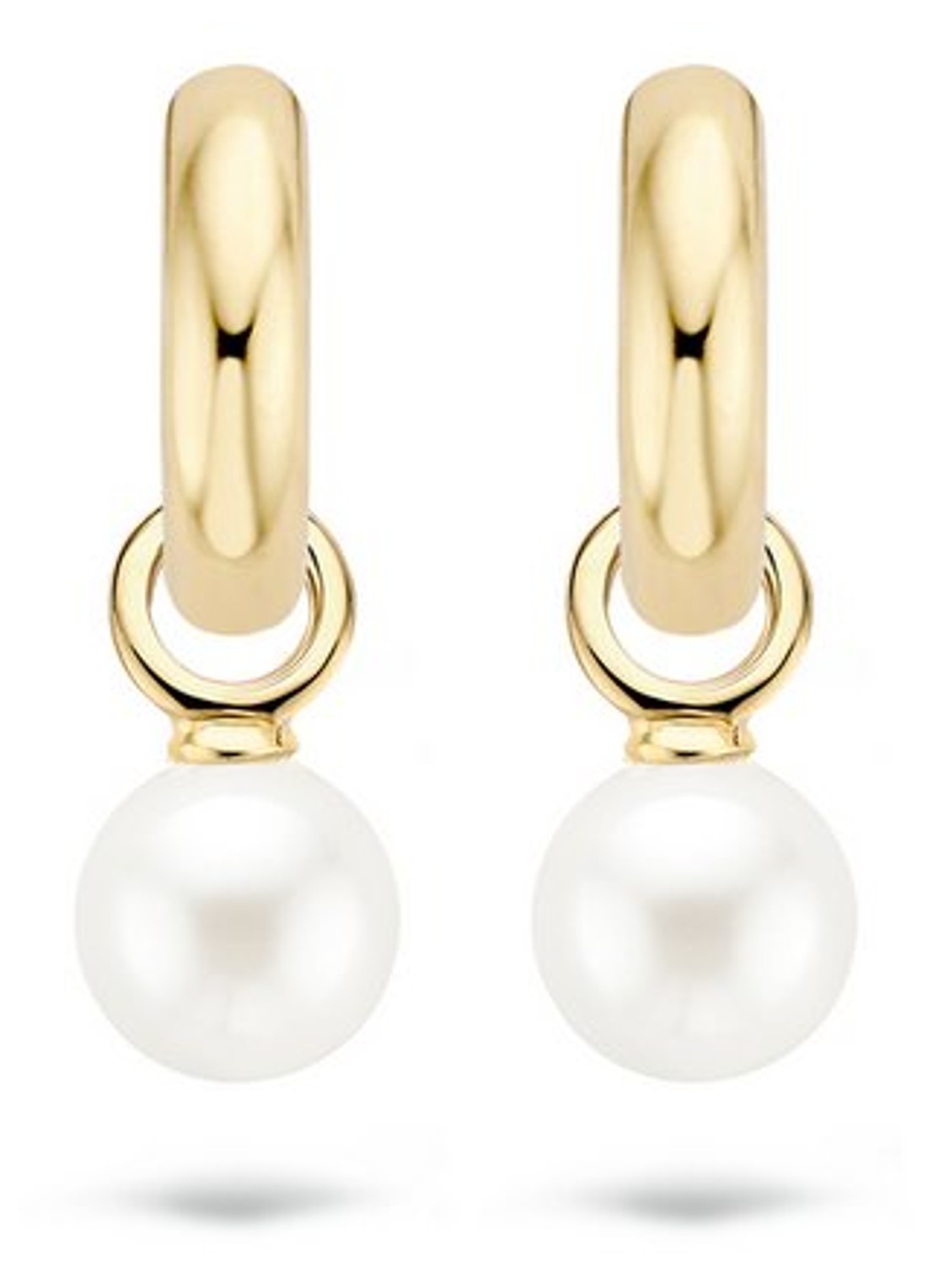 Blush Oorbelbedels van 14k geelgoud met parel - voorkant wit