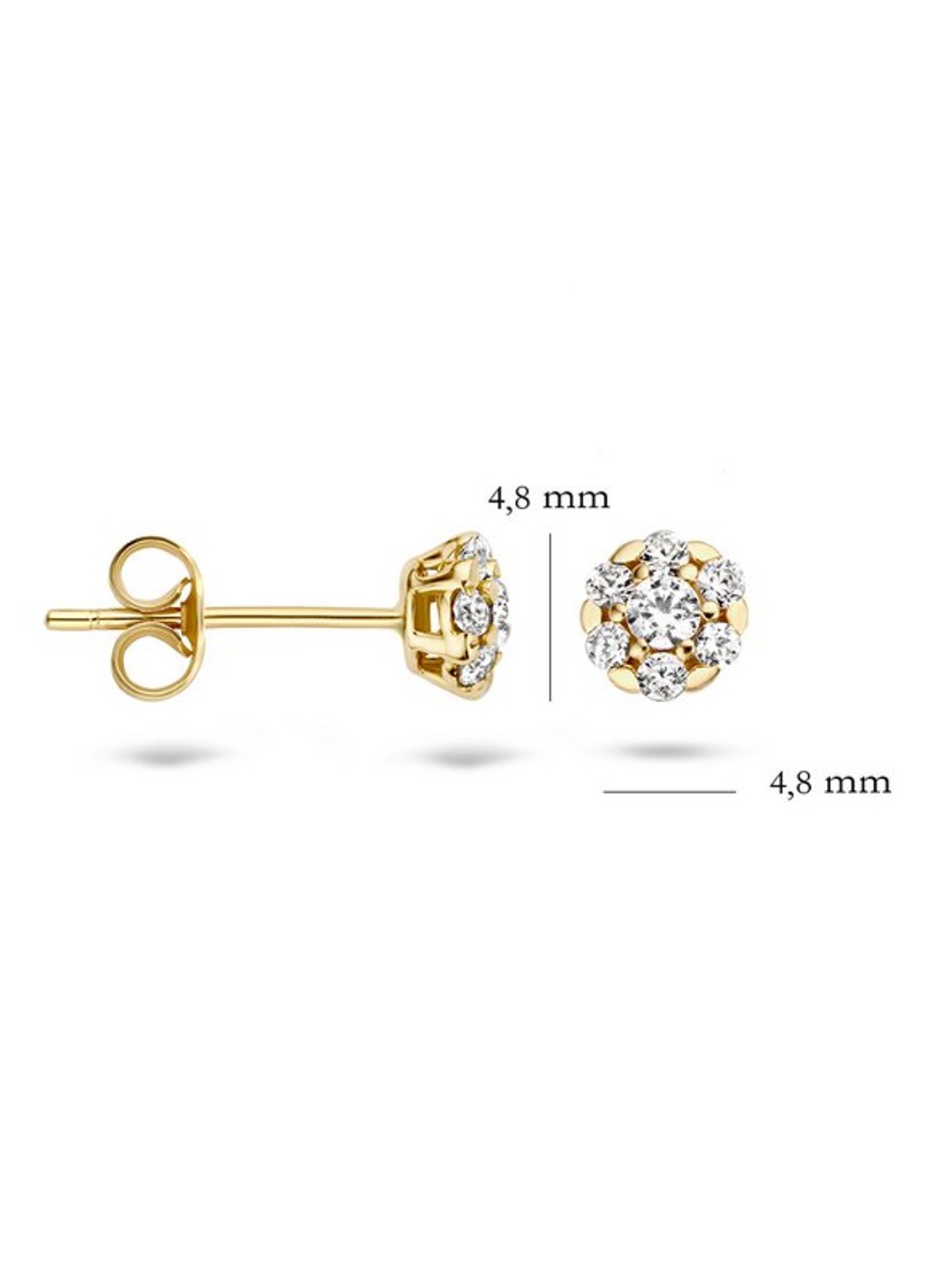 Blush Oorknopjes van 14 karaat geelgoud met zirkonia 7241YZI  - detail 3 geelgoud