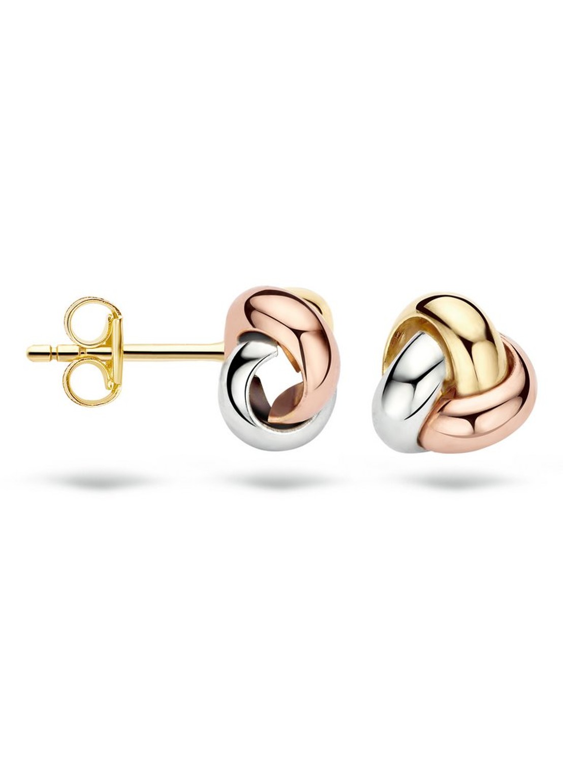 Blush Oorknopjes van 14 karaat wit-, rosé en geelgoud 7157WYR  - detail multicolor