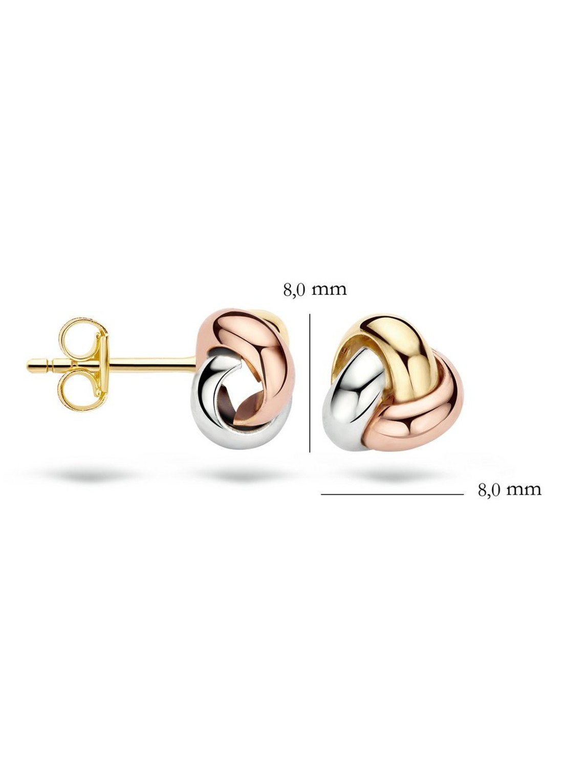 Blush Oorknopjes van 14 karaat wit-, rosé en geelgoud 7157WYR  - detail 2 multicolor