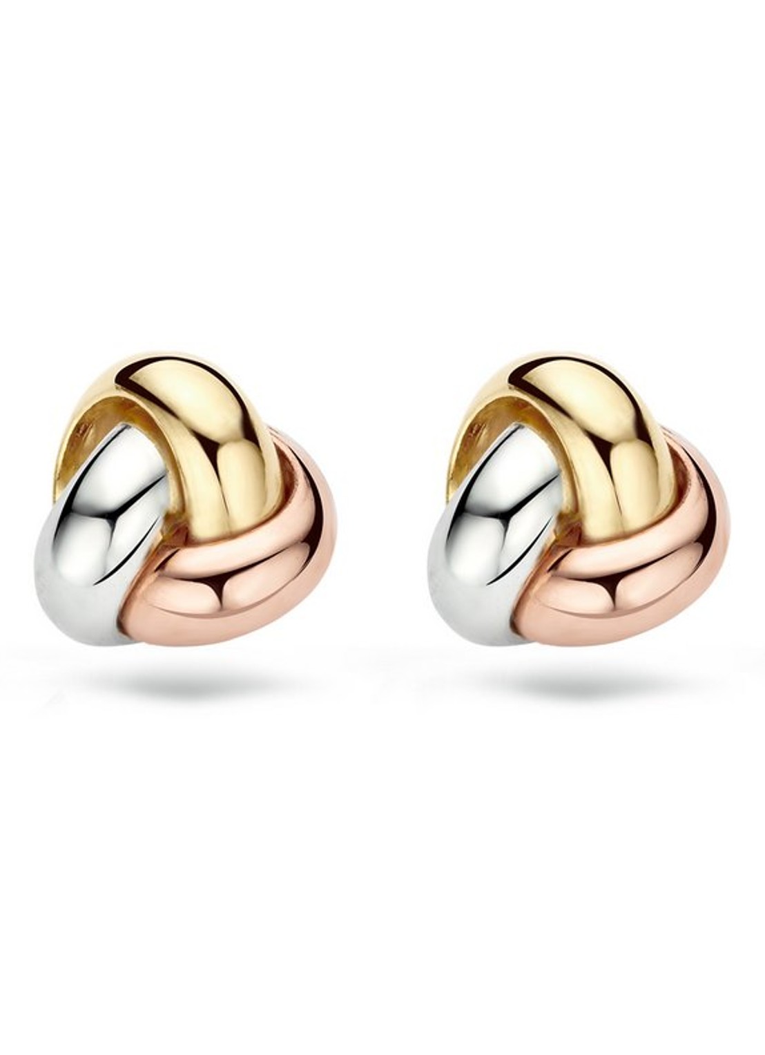 Blush Oorknopjes van 14 karaat wit-, rosé en geelgoud 7157WYR  - voorkant 4 multicolor