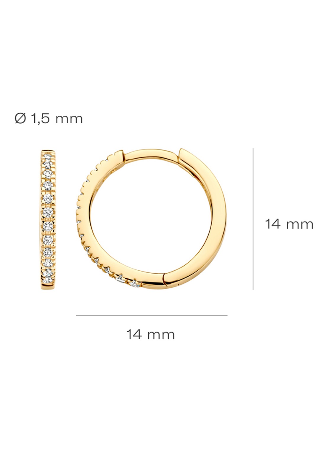 Blush Oorringen van 14 karaat geelgoud met zirkonia 7309YZI  - detail 4 geelgoud