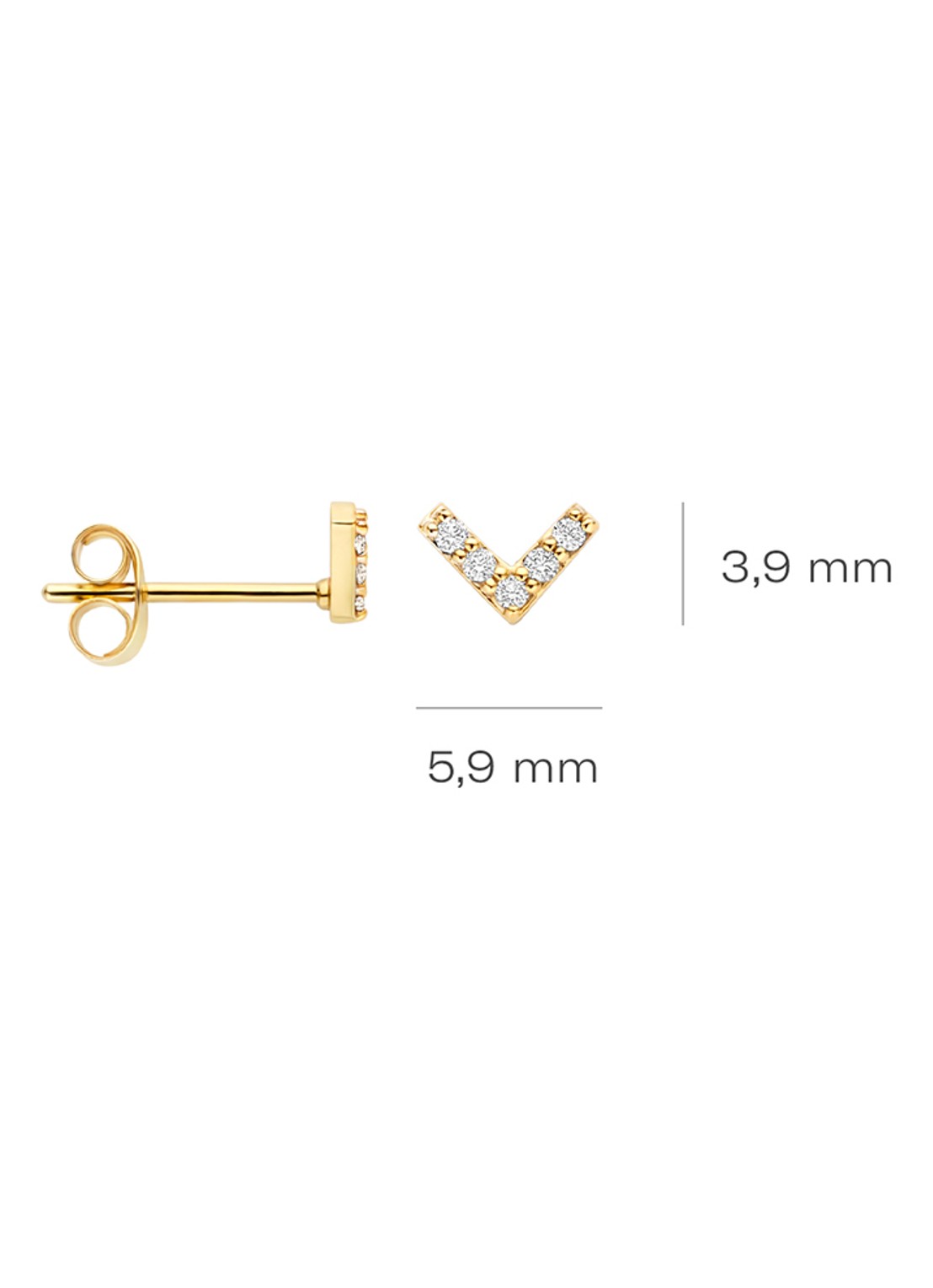 Blush Oorstekers van 14 karaat geelgoud met zirkonia 7374YZI  - detail 3 goud