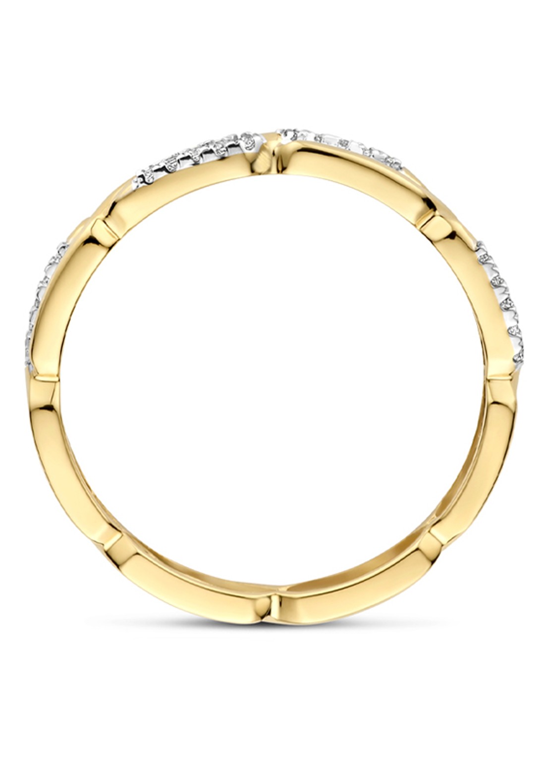 Blush Ring van 14 karaat geel- en witgoud met zirkonia 1256BZI  - voorkant 2 geelgoud