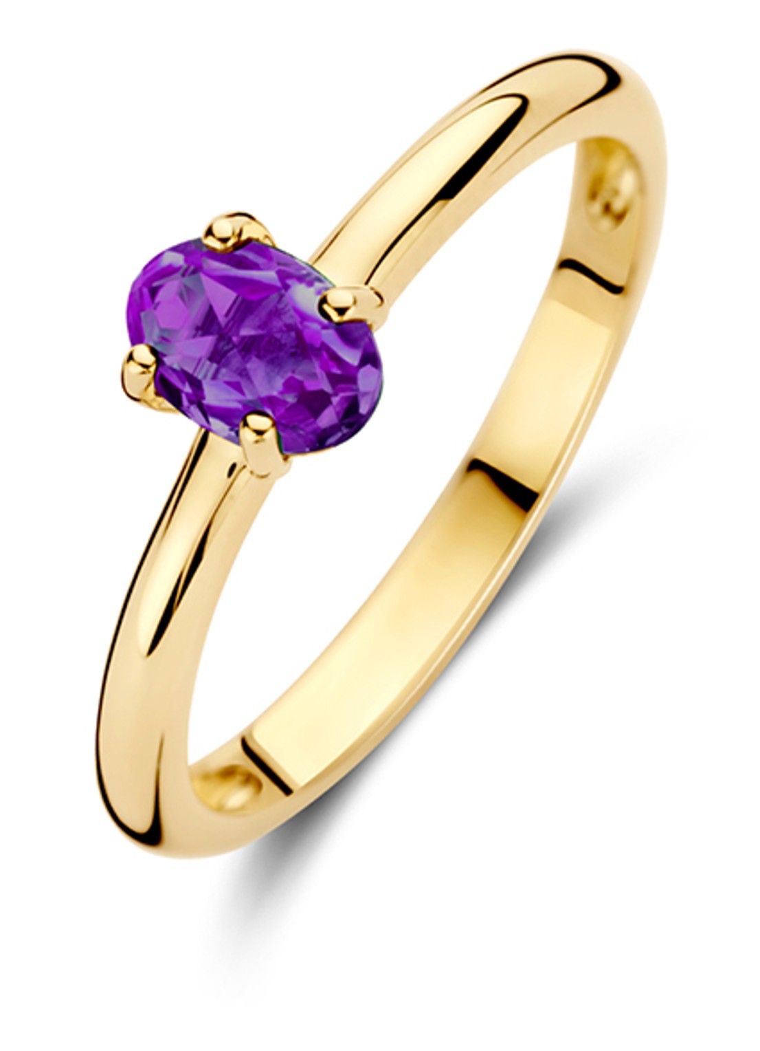 Blush Ring van 14 karaat geelgoud met amethist 1242YAM - voorkant geelgoud
