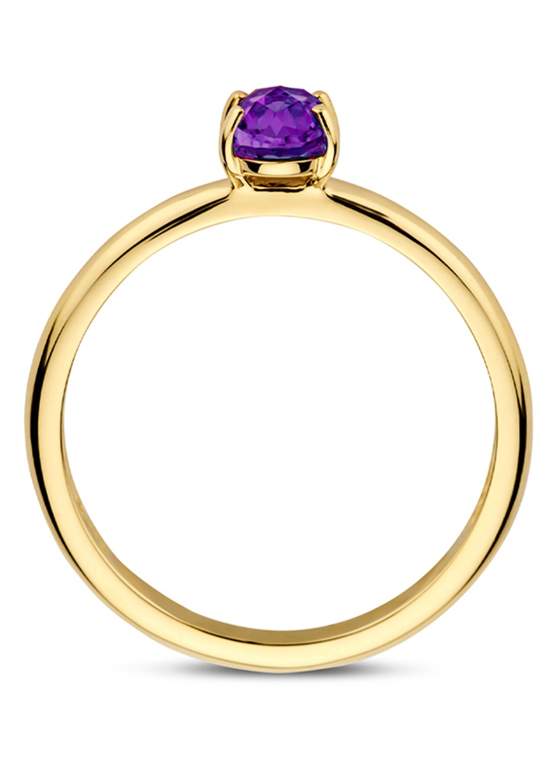 Blush Ring van 14 karaat geelgoud met amethist 1242YAM - voorkant 2 geelgoud