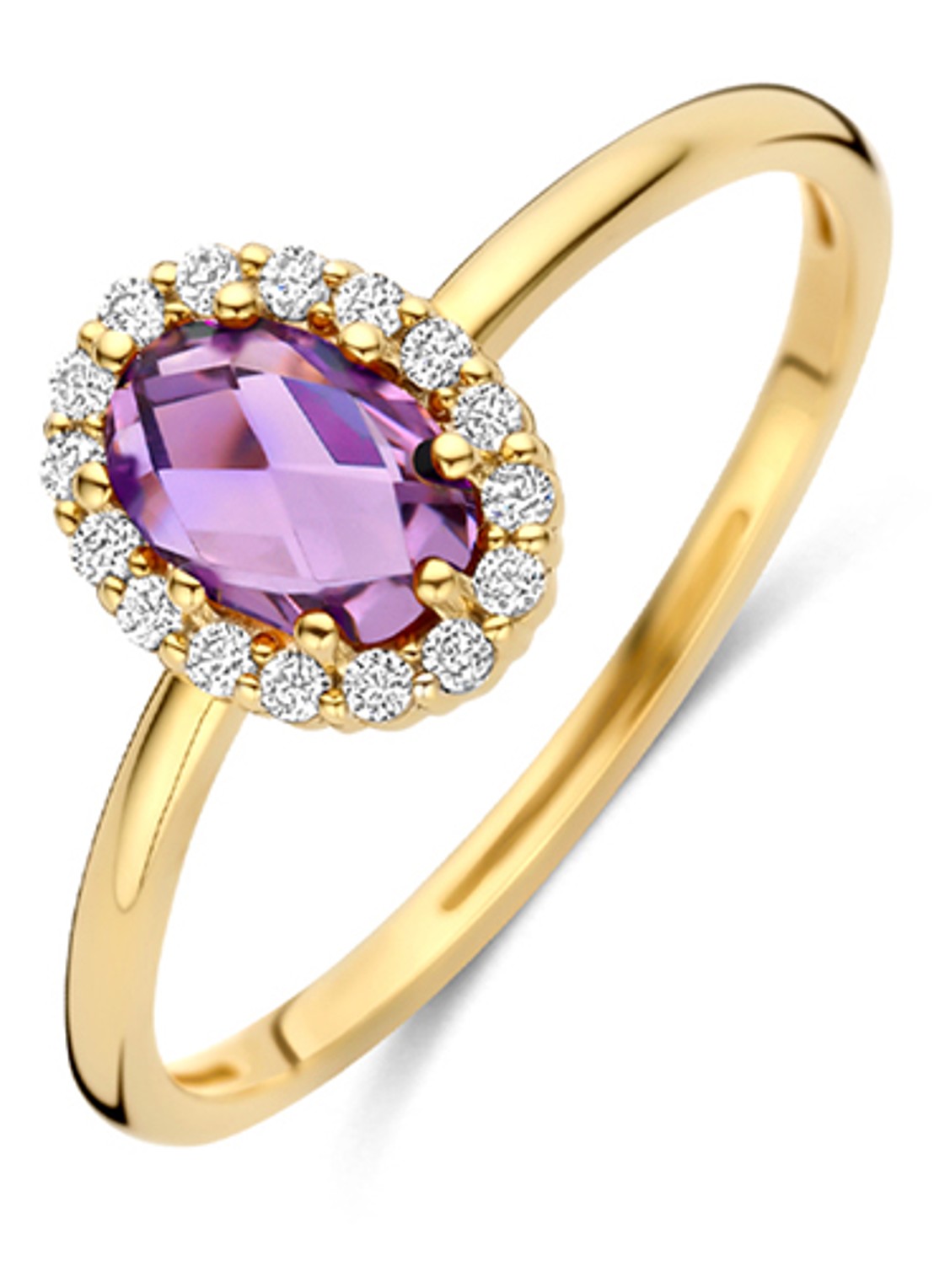 Blush Ring van 14 karaat geelgoud met amethist 1271YAM  - voorkant 3 goud