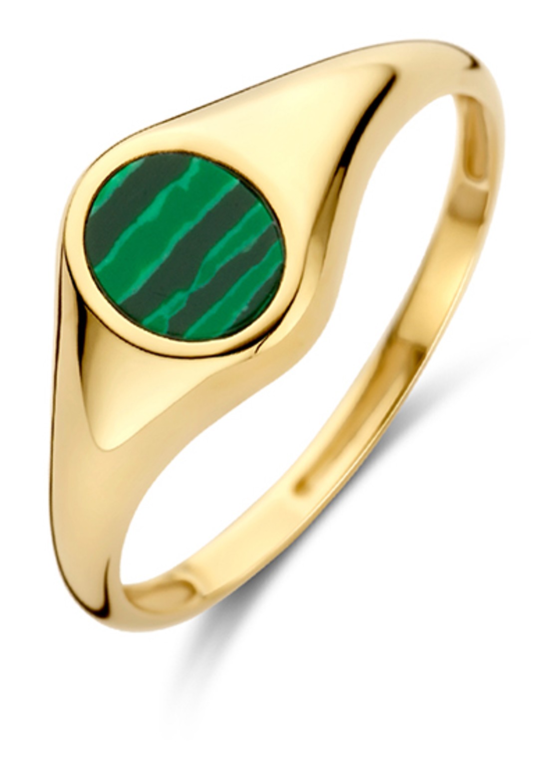Blush Ring van 14 karaat geelgoud met malachiet 1219YMA - voorkant geelgoud