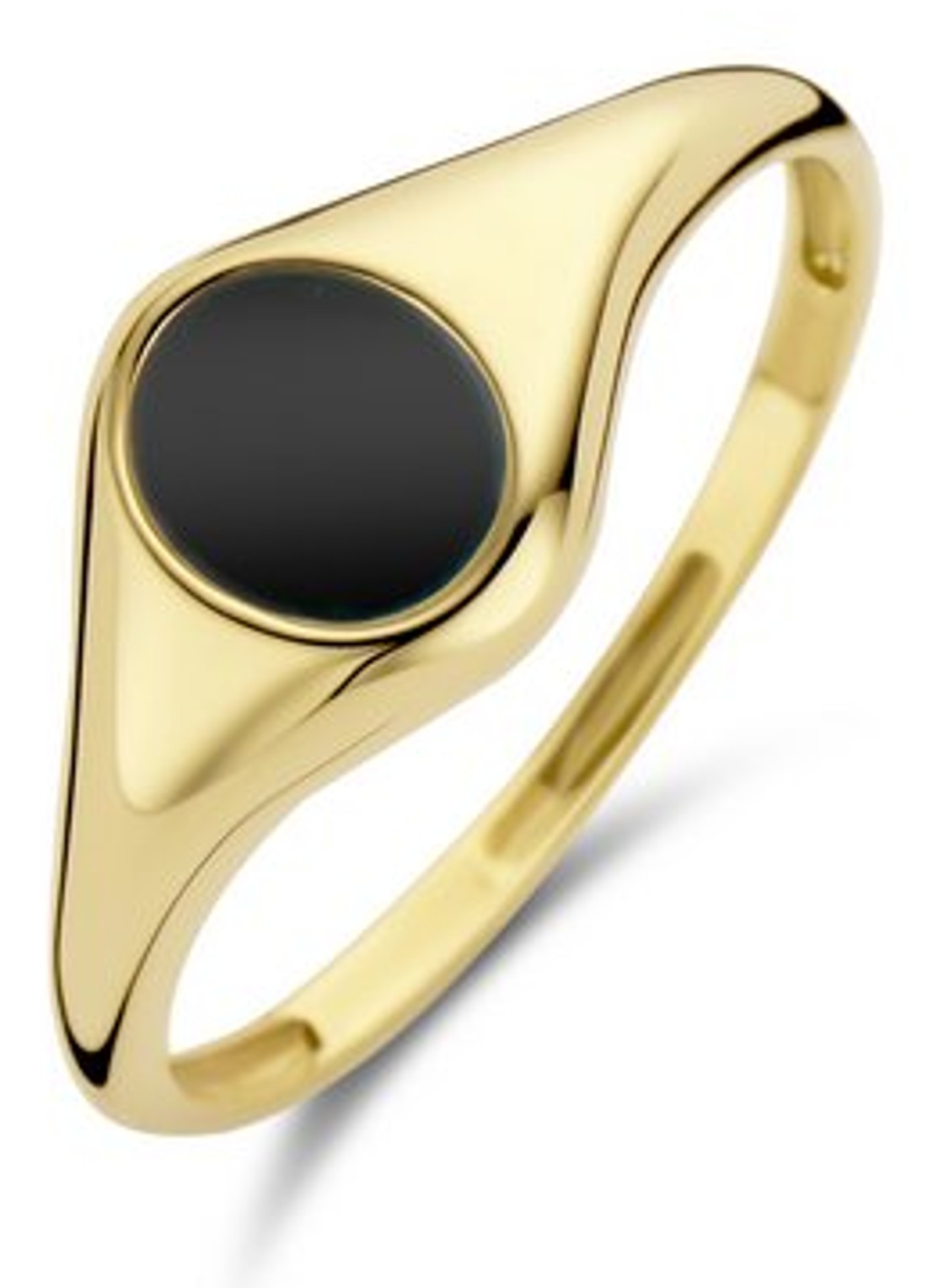 Blush Ring van 14 karaat geelgoud met onyx 1219YON - voorkant 2 geelgoud