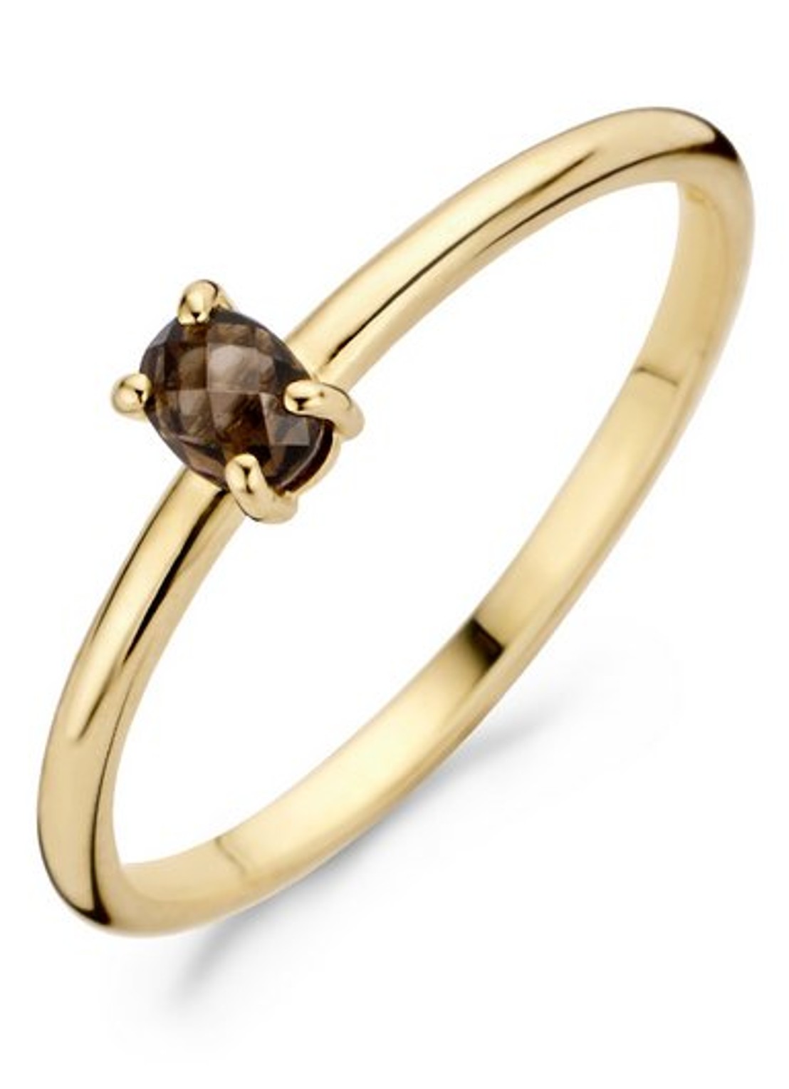 Blush Ring van 14 karaat geelgoud met rookkwarts 1204YSQ  - voorkant geelgoud