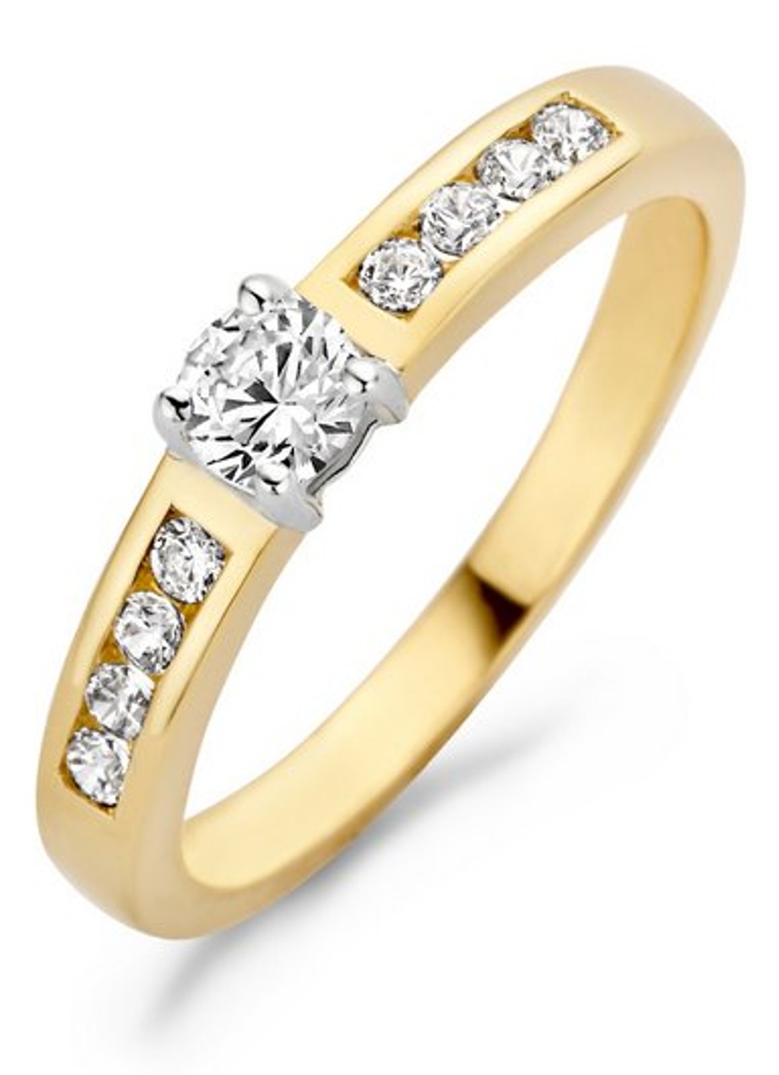 Blush Ring van 14 karaat geelgoud met zirkonia 1125BZI - voorkant geelgoud