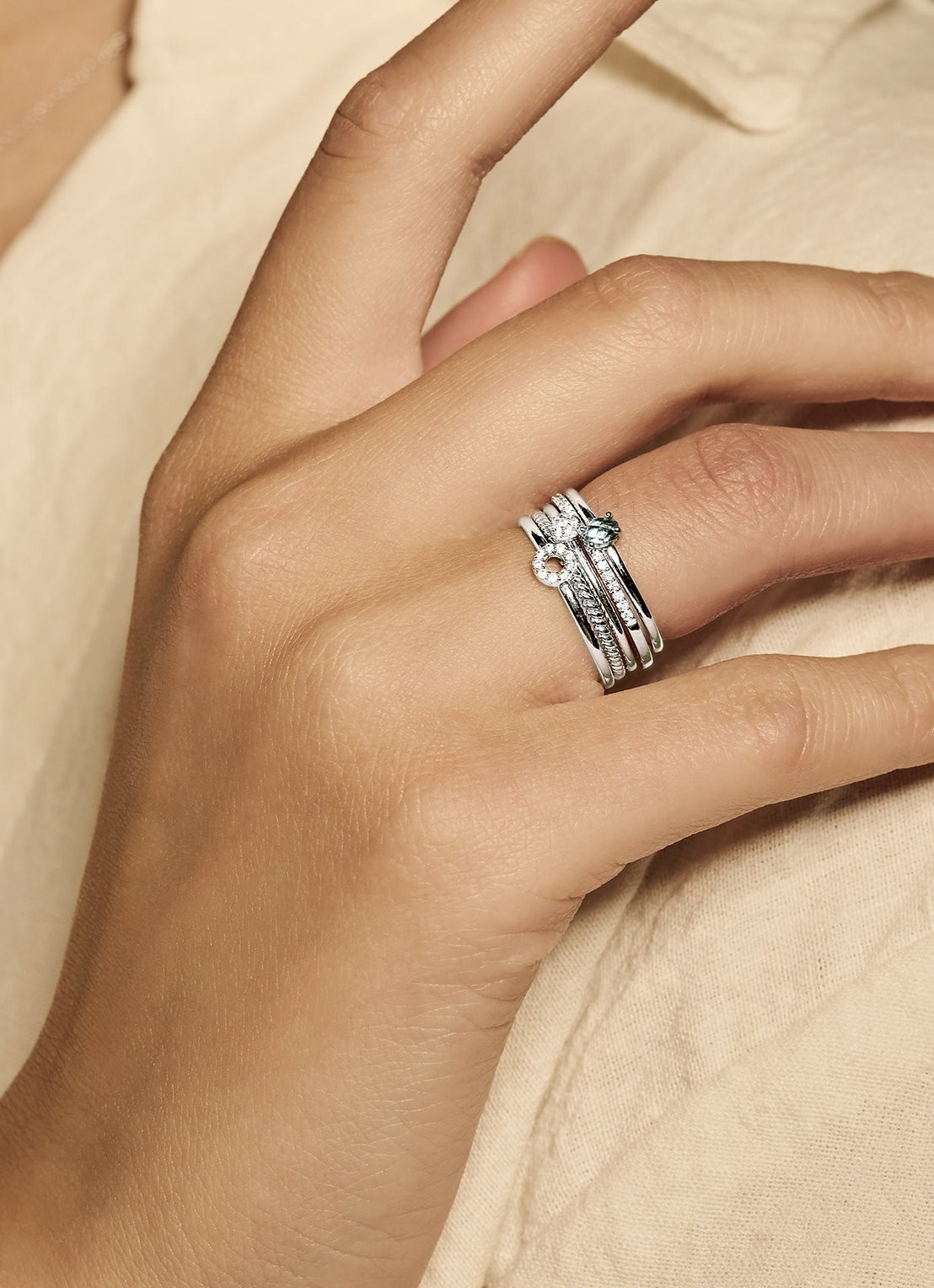Blush Ring van 14 karaat witgoud met zirkonia 1201WZI - voorkant 6 zilver