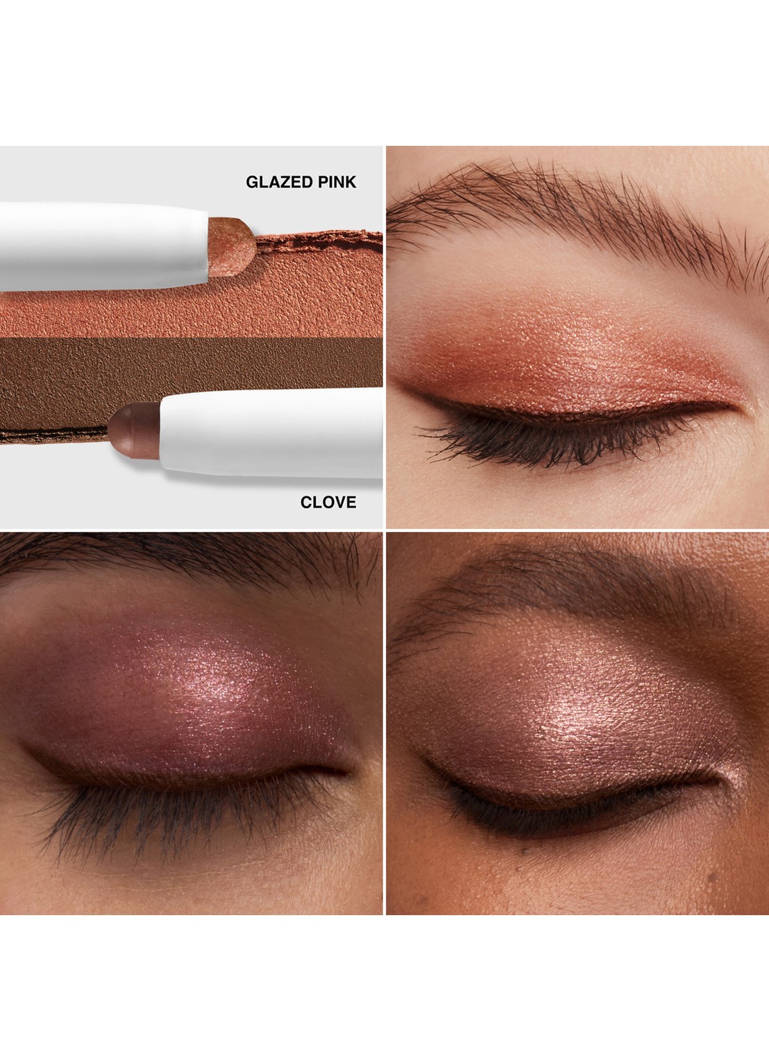 Bobbi Brown Dual-Ended Long-Wear Cream Shadow Stick Duo - oogschaduwstick set - detail 2 mica / iced plum / glazed pink / clove