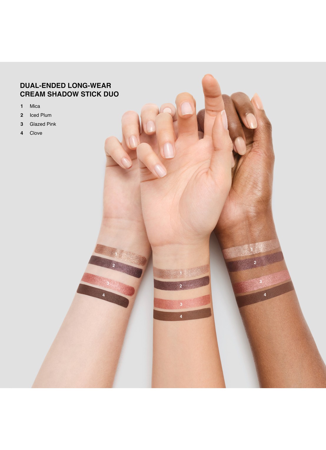 Bobbi Brown Dual-Ended Long-Wear Cream Shadow Stick Duo - oogschaduwstick set - detail 3 mica / iced plum / glazed pink / clove