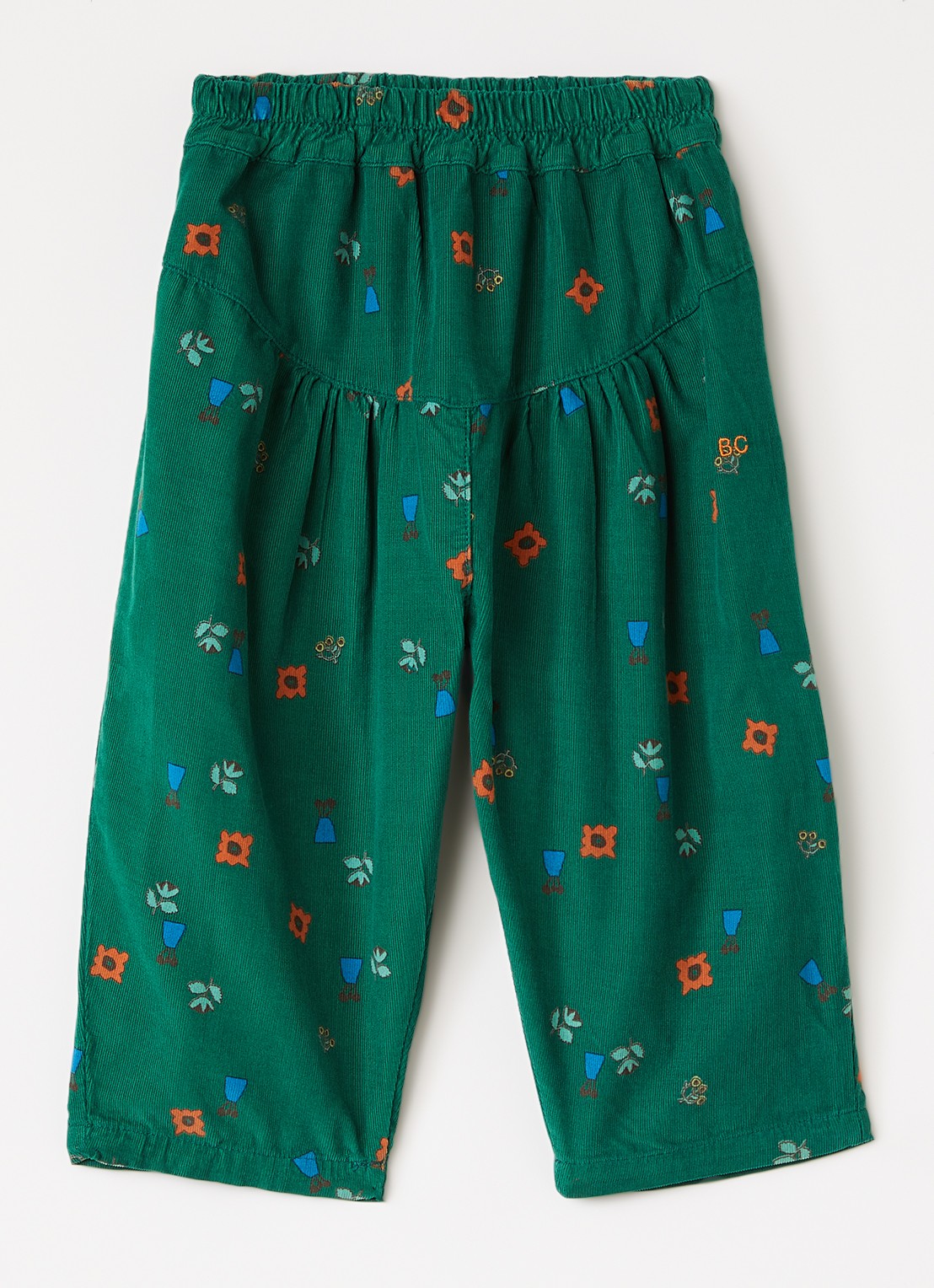 BOBO CHOSES Blossom All loose fit broek van corduroy met bloemprint - voorkant 2 groen
