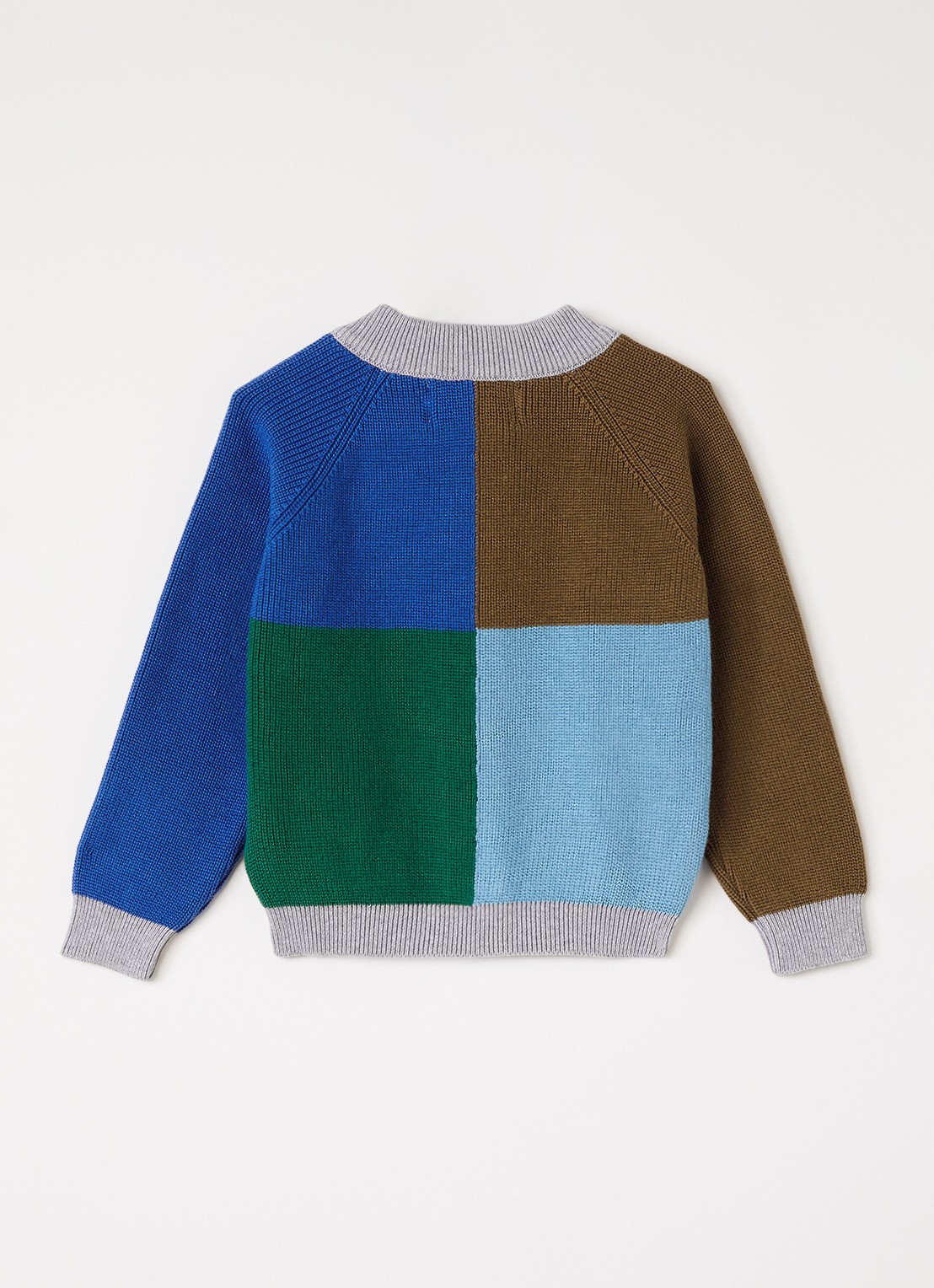 BOBO CHOSES Color Block ribgebreid vest - voorkant 3 grijsmele