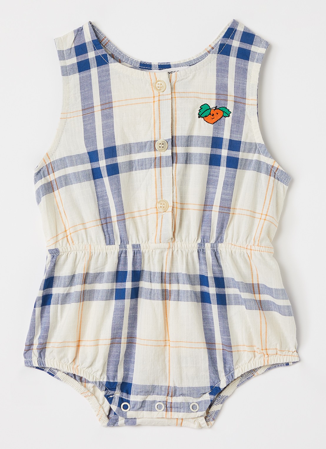 BOBO CHOSES Fun Tartan romper met ruitdessin - voorkant gebroken wit
